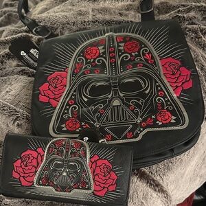 Loungefly Black and Red Darth Vader Shoulder Bag